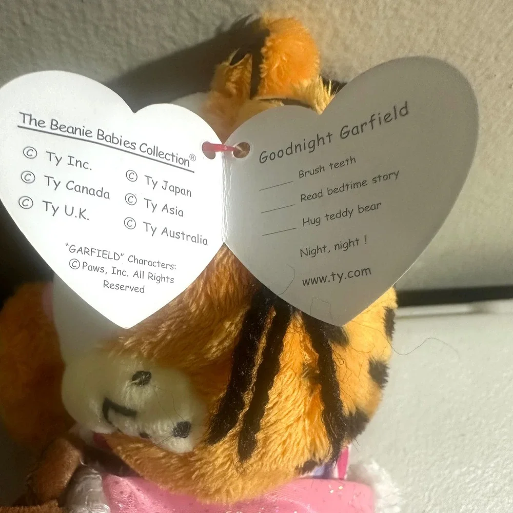 Ty Beanie Babies Garfield Good Night Plush NWT Pajama Teddy Bear Y2K Stuffed Cat